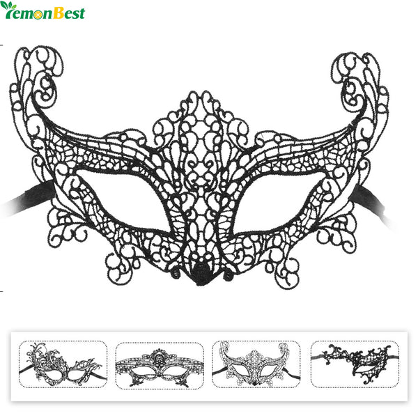 Stunning Black Venetian Masquerade Mask Eye Halloween Party Lace Fancy Dress